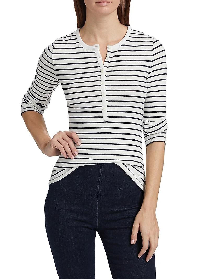 The Knit Striped Henley Top