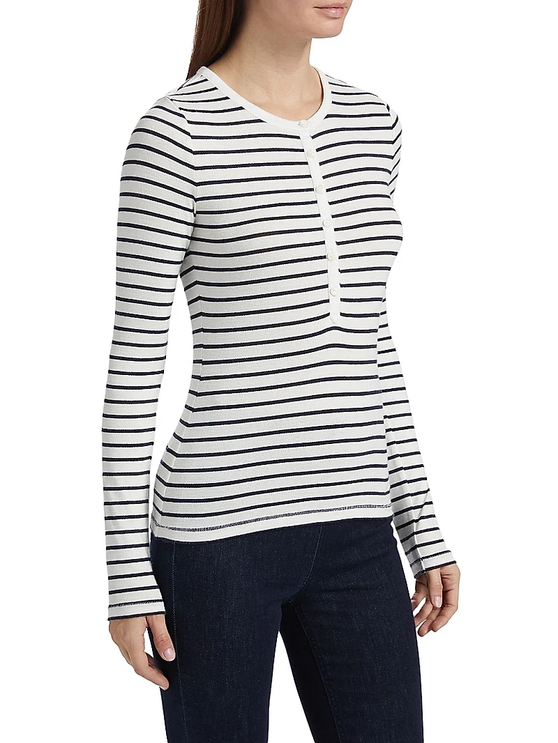 The Knit Striped Henley Top