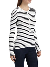 The Knit Striped Henley Top