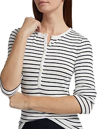 The Knit Striped Henley Top