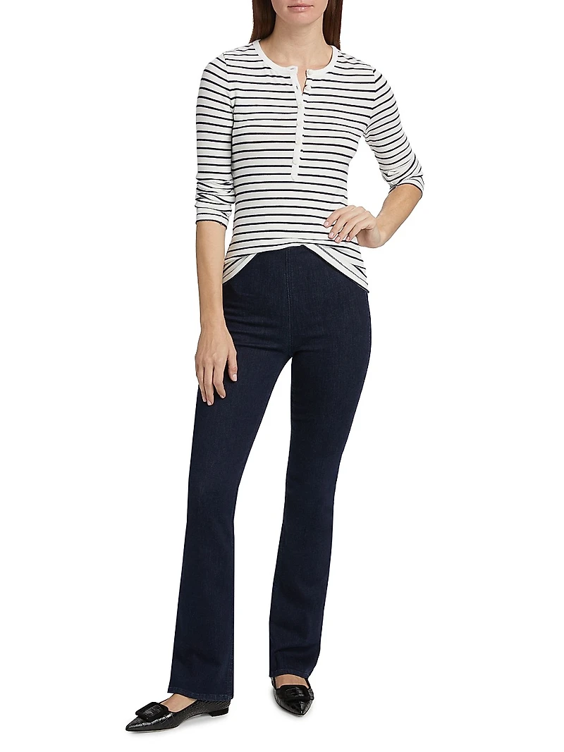 The Knit Striped Henley Top