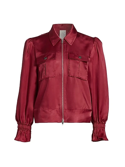 Holly Satin Puff-Sleeve Jacket