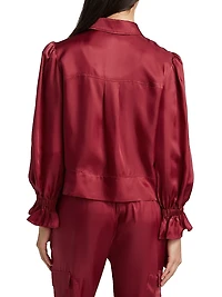 Holly Satin Puff-Sleeve Jacket