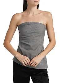 Genevieve Houndstooth Wool-Blend Strapless Top