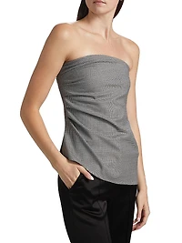 Genevieve Houndstooth Wool-Blend Strapless Top