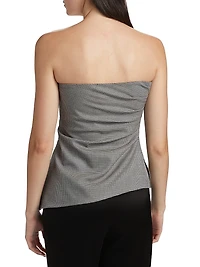 Genevieve Houndstooth Wool-Blend Strapless Top