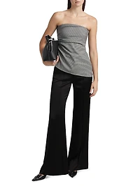 Genevieve Houndstooth Wool-Blend Strapless Top