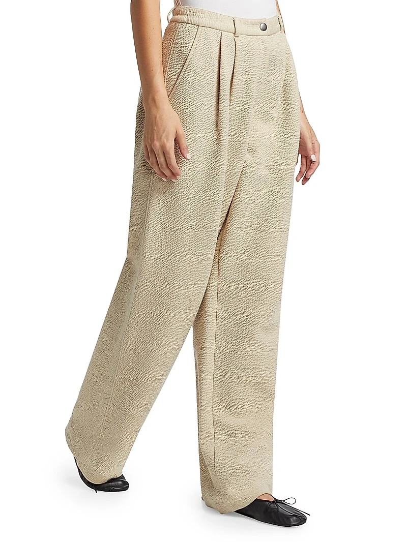 Tristan Cloqué-Knit Straight-Leg Pants