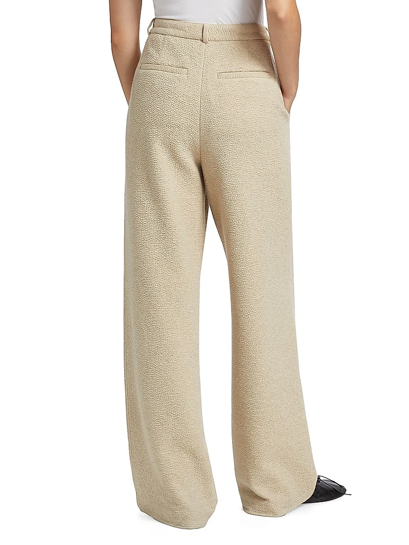 Tristan Cloqué-Knit Straight-Leg Pants