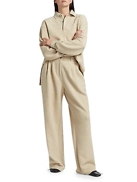 Tristan Cloqué-Knit Straight-Leg Pants