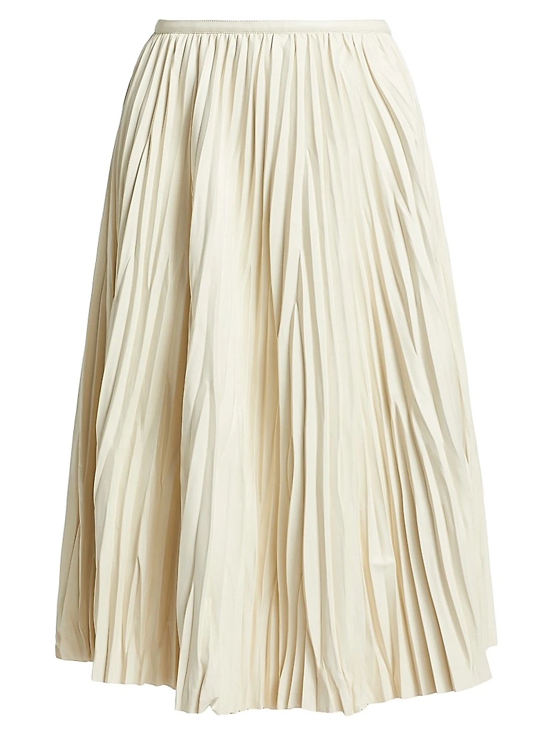 Rosalyn Pleated Faux-Leather Midi-Skirt