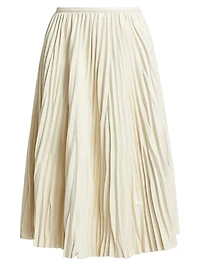 Rosalyn Pleated Faux-Leather Midi-Skirt