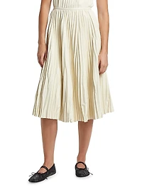 Rosalyn Pleated Faux-Leather Midi-Skirt
