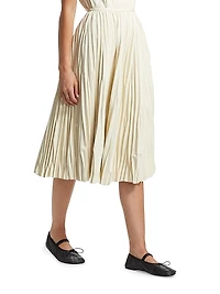 Rosalyn Pleated Faux-Leather Midi-Skirt