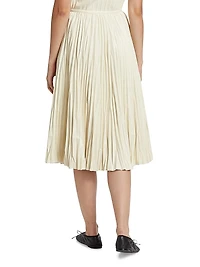 Rosalyn Pleated Faux-Leather Midi-Skirt
