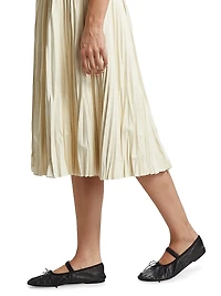 Rosalyn Pleated Faux-Leather Midi-Skirt