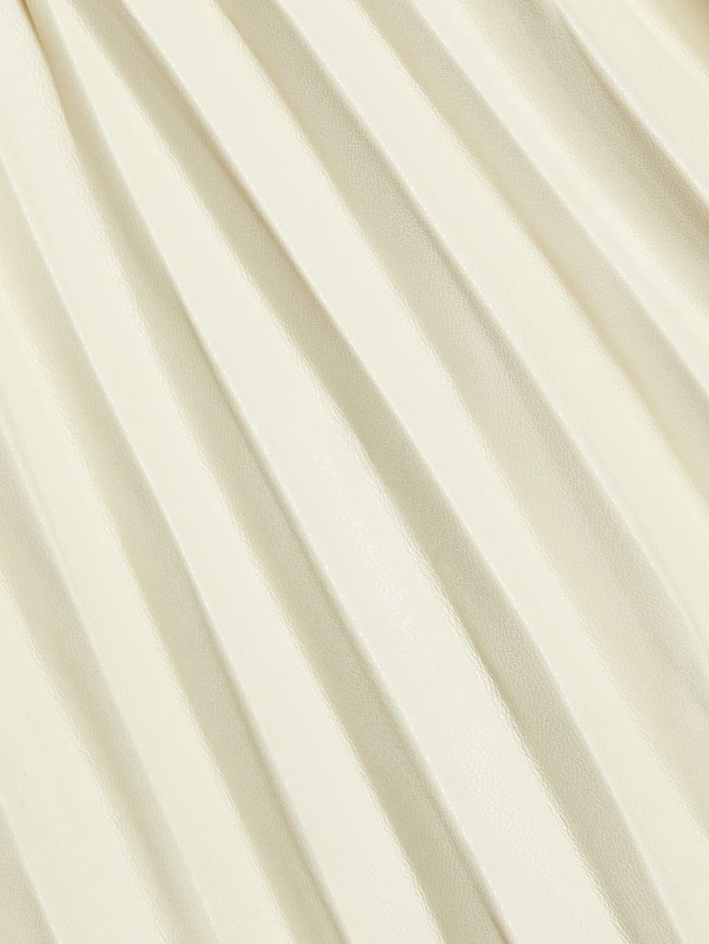 Rosalyn Pleated Faux-Leather Midi-Skirt