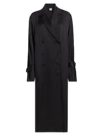 Satin Double-Breasted Trench Dress