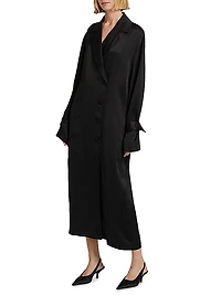 Satin Double-Breasted Trench Dress