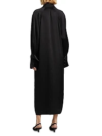 Satin Double-Breasted Trench Dress