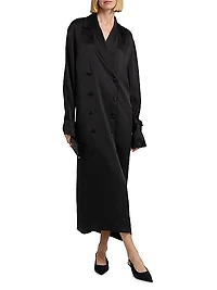 Satin Double-Breasted Trench Dress