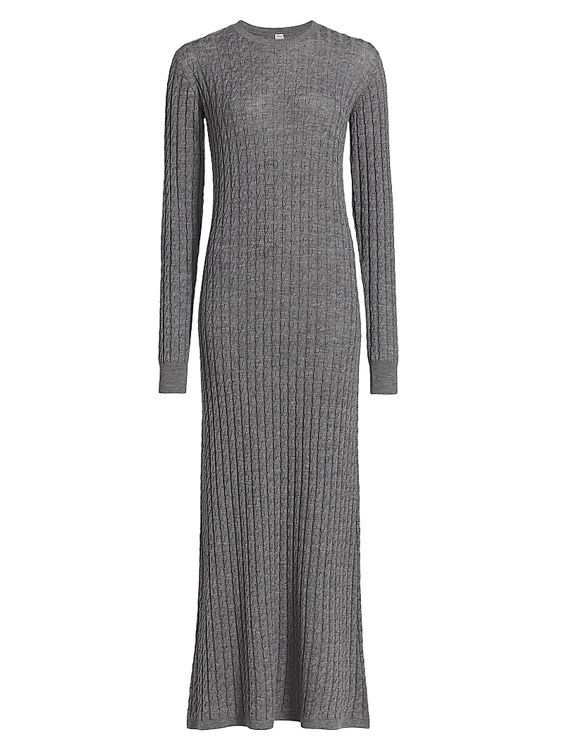 Cable-Knit Wool Maxi Sweaterdress
