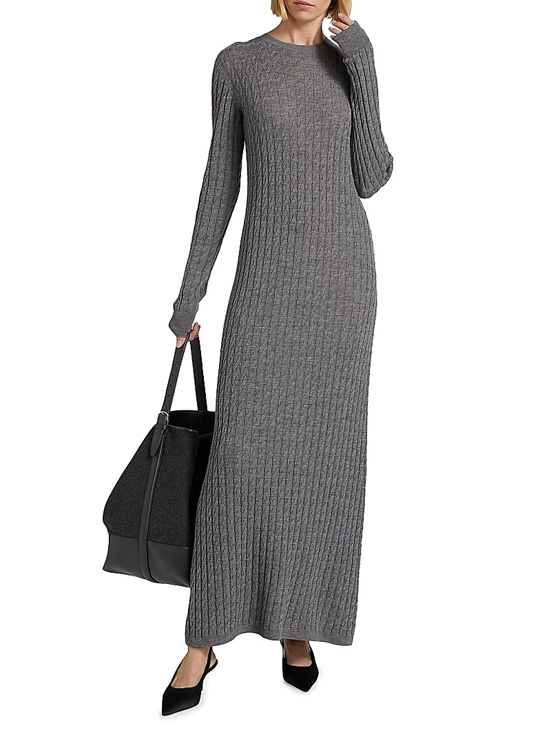 Cable-Knit Wool Maxi Sweaterdress