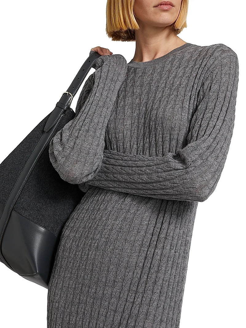 Cable-Knit Wool Maxi Sweaterdress