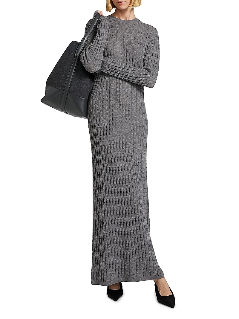 Cable-Knit Wool Maxi Sweaterdress
