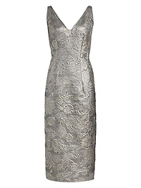 Brocade V-Neck Cocktail Dress