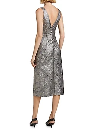 Brocade V-Neck Cocktail Dress