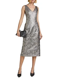 Brocade V-Neck Cocktail Dress