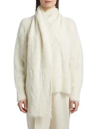 Draped-Scarf Knit Sweater