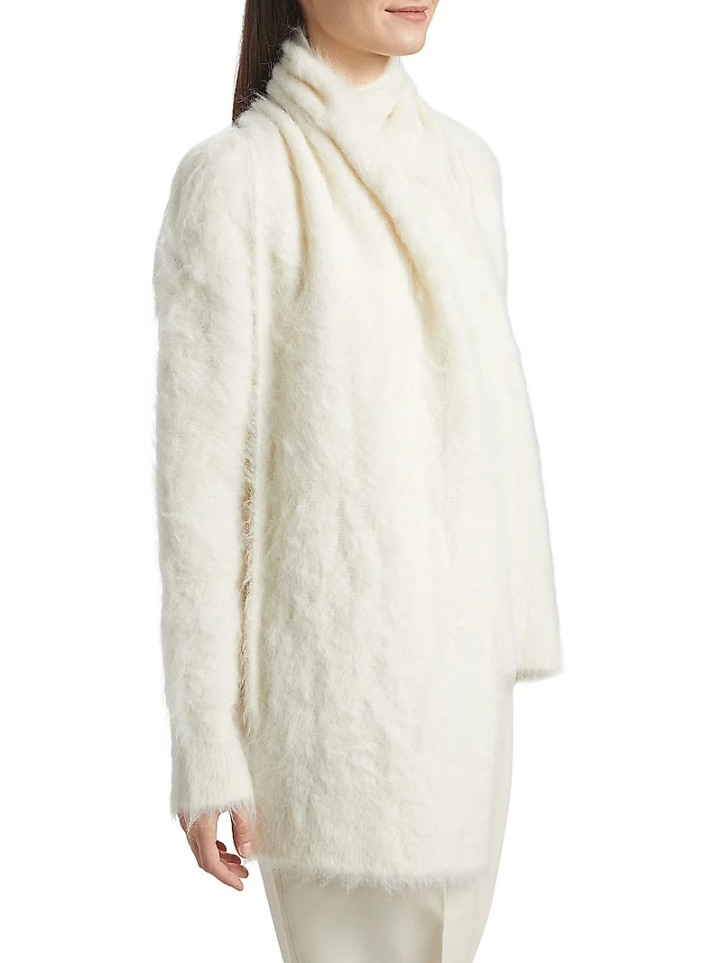 Draped-Scarf Knit Sweater