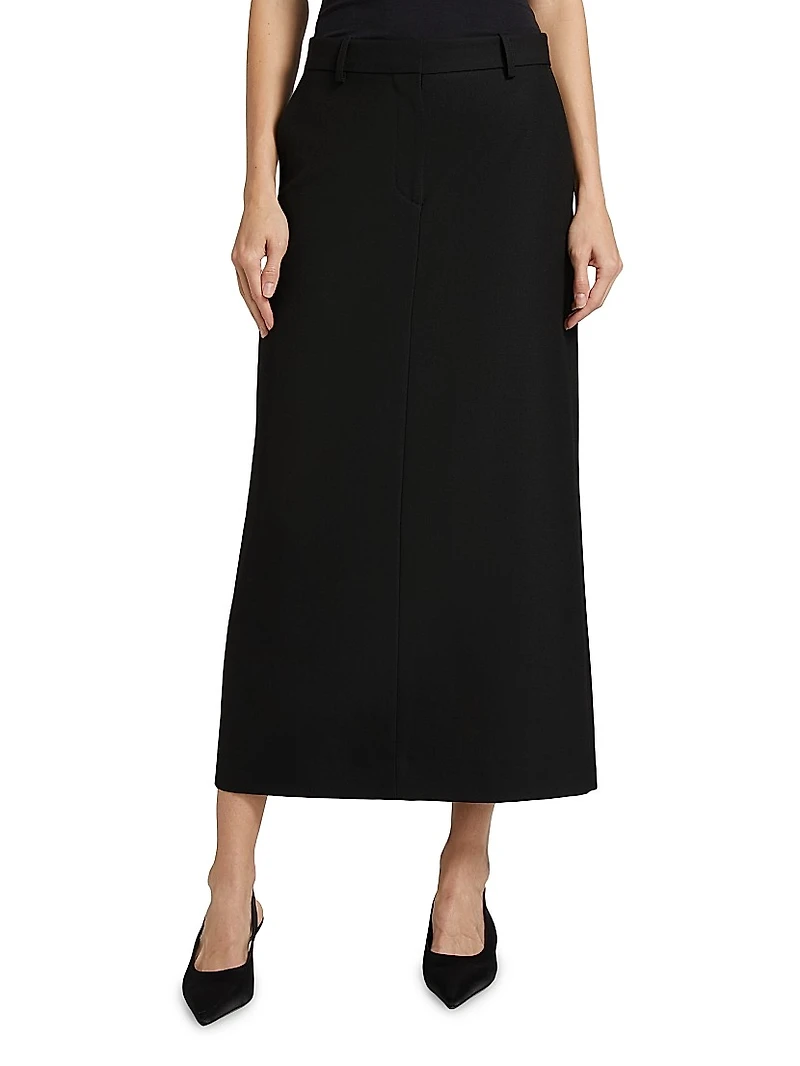 Wool-Blend Straight Maxi Skirt