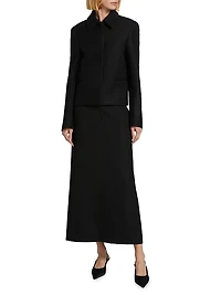 Wool-Blend Straight Maxi Skirt