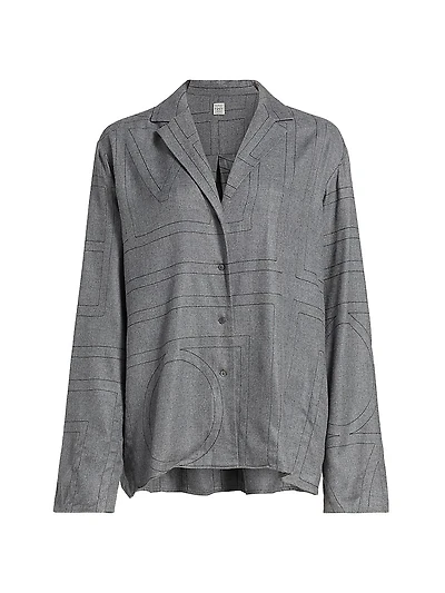 Monogram Flannel Pajama Top