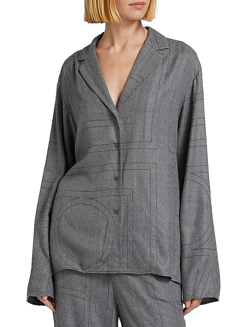 Monogram Flannel Pajama Top