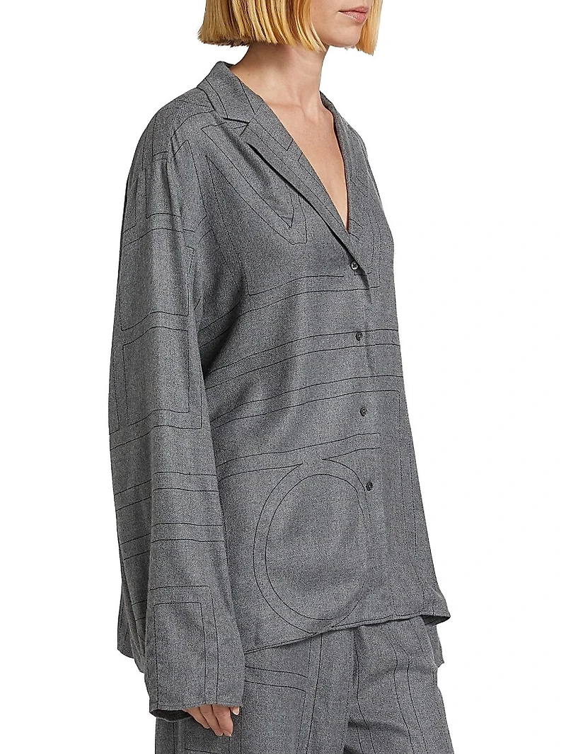 Monogram Flannel Pajama Top