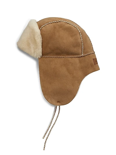 Stitched Sheepskin Trapper Hat