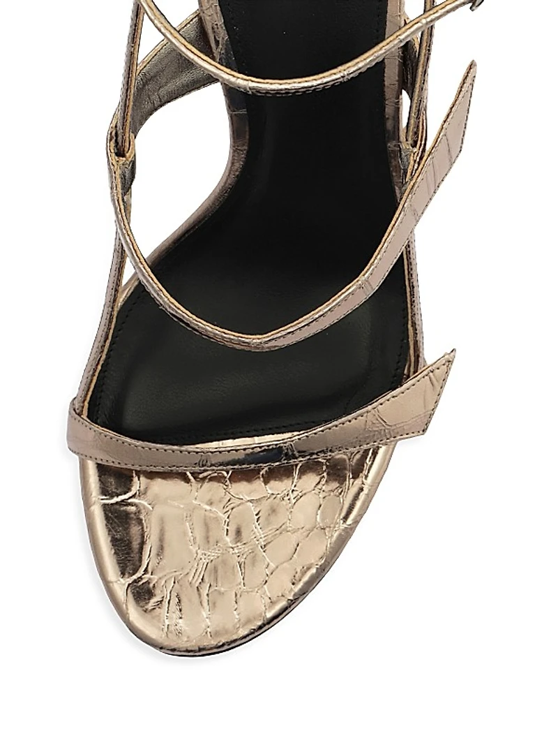 Tita 85MM Metallic Leather Cage Sandals