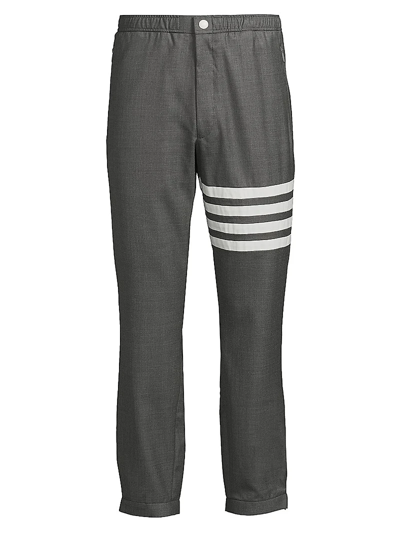Striped Snap-Front Elasticized Track Trousers
