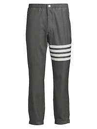 Striped Snap-Front Elasticized Track Trousers