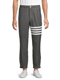 Striped Snap-Front Elasticized Track Trousers