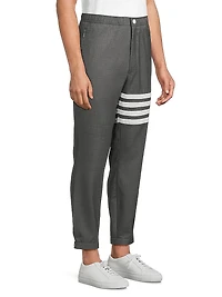 Striped Snap-Front Elasticized Track Trousers
