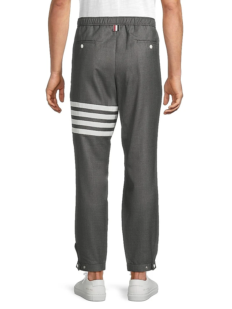 Striped Snap-Front Elasticized Track Trousers