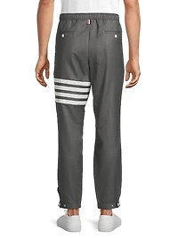 Striped Snap-Front Elasticized Track Trousers