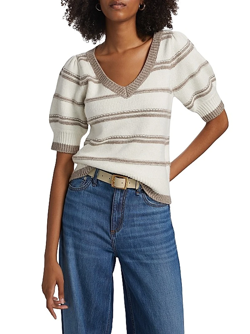 Hope Striped Short-Sleeve Sweater