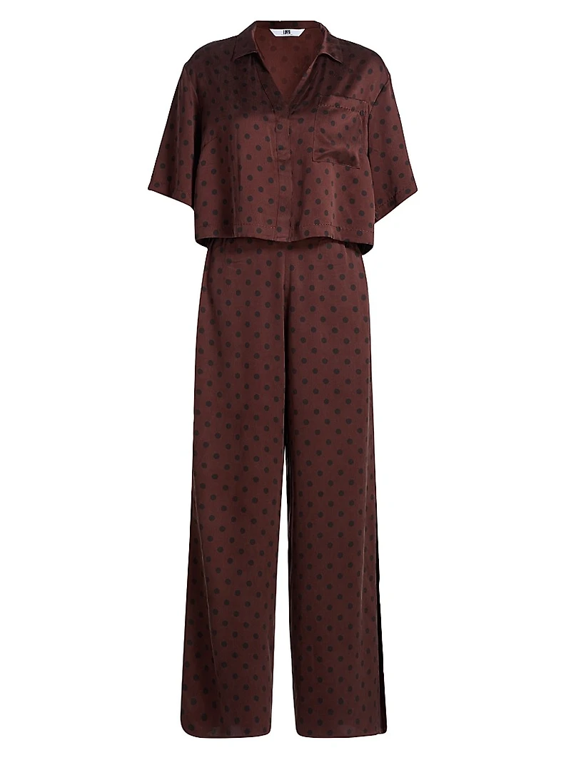 Washable Silk High-Rise Pants 2-Piece Pajama Set