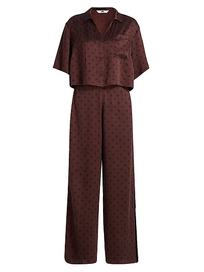 Washable Silk High-Rise Pants 2-Piece Pajama Set